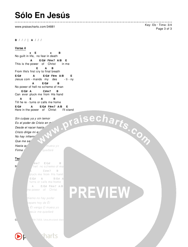 Sólo En Jesús (In Christ Alone) Chords & Lyrics ()