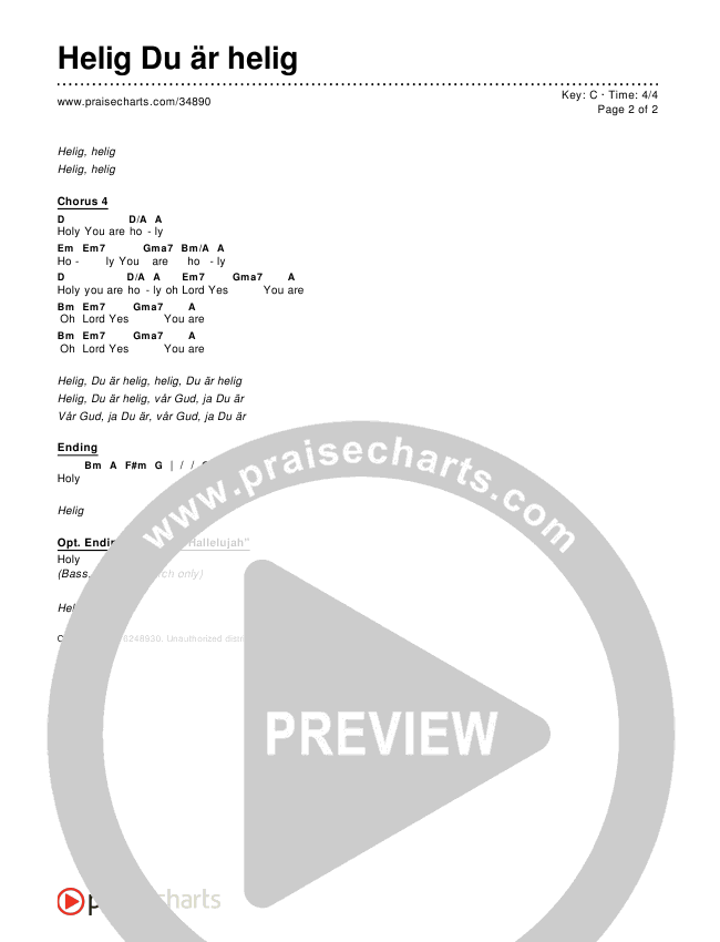 Helig Du är helig Chords & Lyrics ()