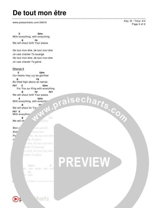 De tout mon être Chords & Lyrics ()