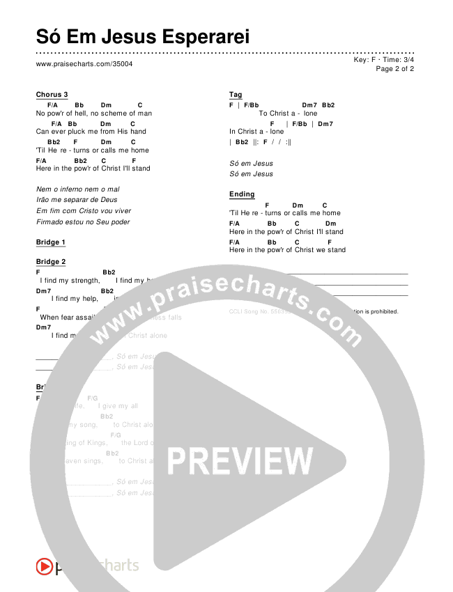 Só Em Jesus Esperarei Chords & Lyrics ()