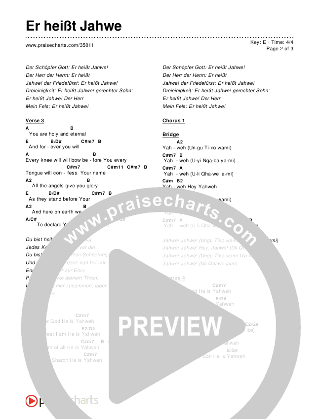 Er heißt Jahwe Chords & Lyrics ()