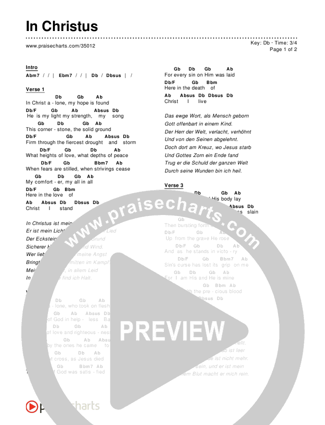 In Christus (In Christ Alone) Chords & Lyrics ()