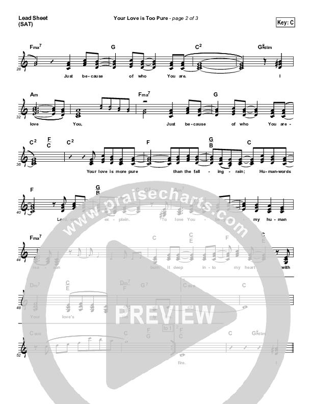 Your Love Is Too Pure Lead Sheet (Dennis Jernigan)