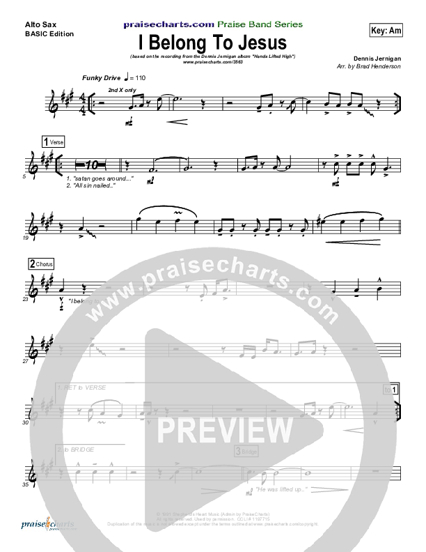 I Belong To Jesus Alto Sax (Dennis Jernigan)