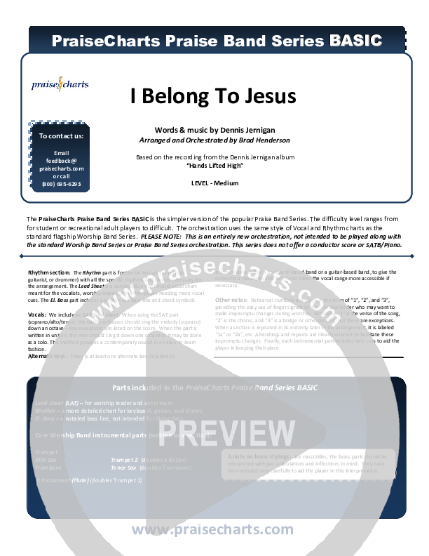 I Belong To Jesus Cover Sheet (Dennis Jernigan)
