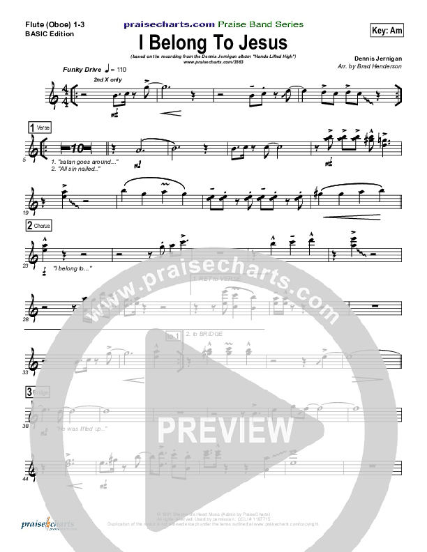 I Belong To Jesus Flute/Oboe 1/2/3 (Dennis Jernigan)
