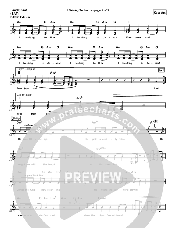 I Belong To Jesus Lead Sheet (Dennis Jernigan)