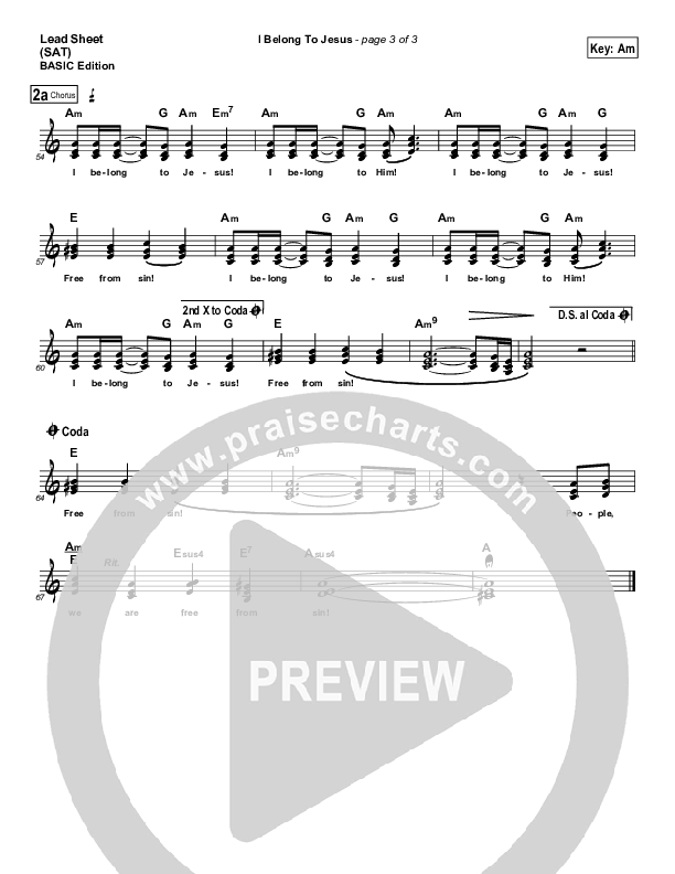 I Belong To Jesus Lead Sheet (Dennis Jernigan)