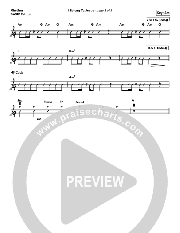 I Belong To Jesus Rhythm Chart (Dennis Jernigan)