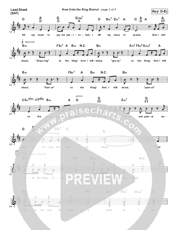 Now Unto The King Eternal Lead Sheet (SAT) (Don Moen)