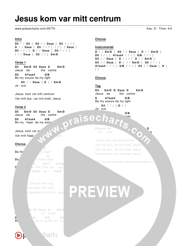 Jesus kom var mitt centrum Chords & Lyrics ()