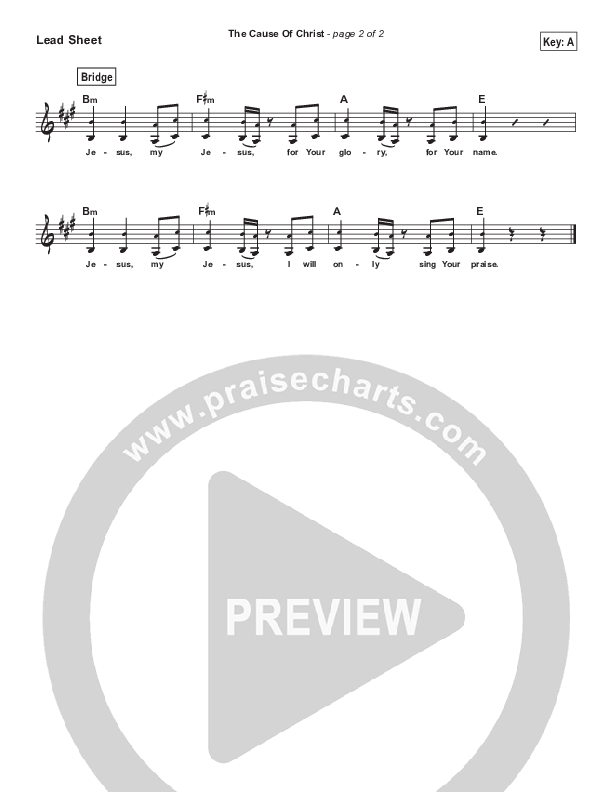 The Cause Of Christ (Simplified) Lead Sheet (Kari Jobe)