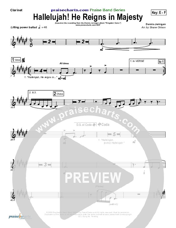 Hallelujah He Reigns Clarinet (Dennis Jernigan)