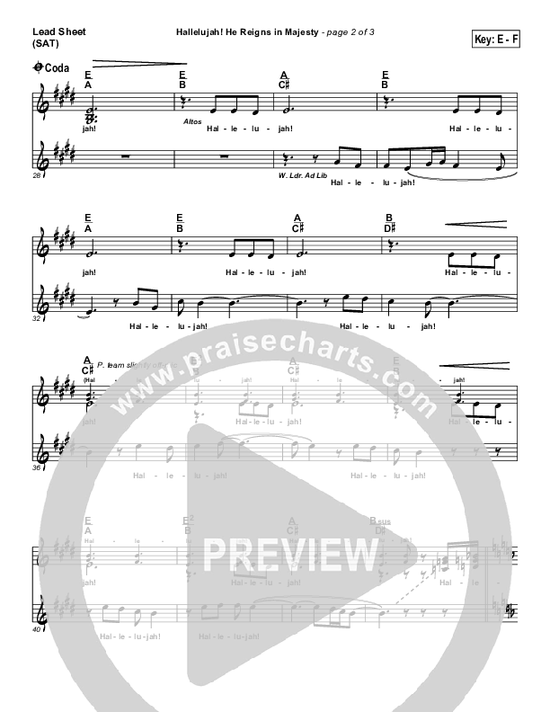 Hallelujah He Reigns Lead Sheet (Dennis Jernigan)