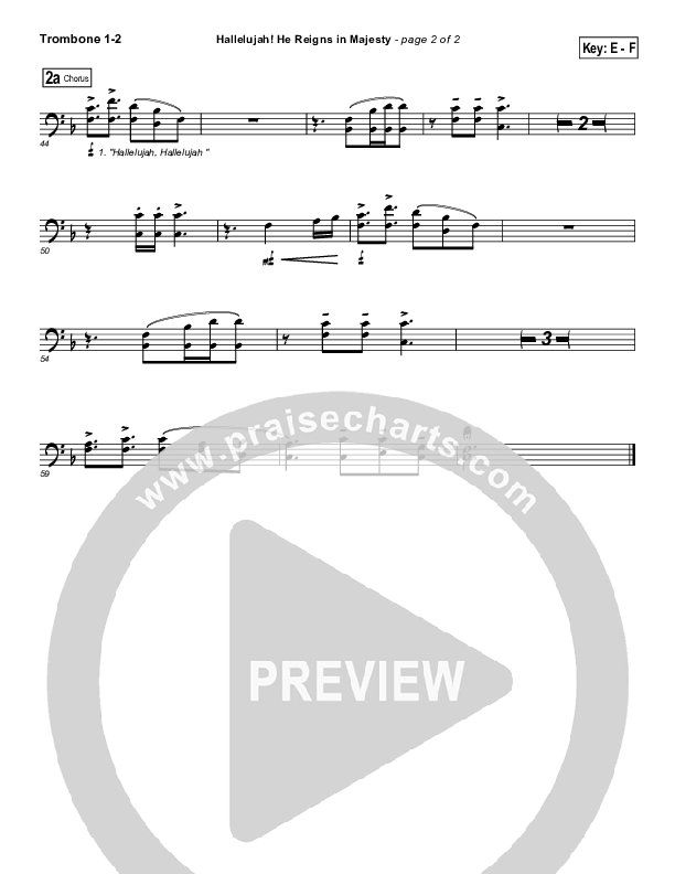 Hallelujah He Reigns Trombone 1/2 (Dennis Jernigan)