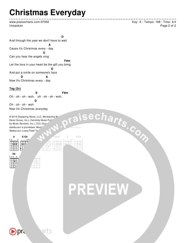 Christmas Everyday Chords & Lyrics (Unspoken)