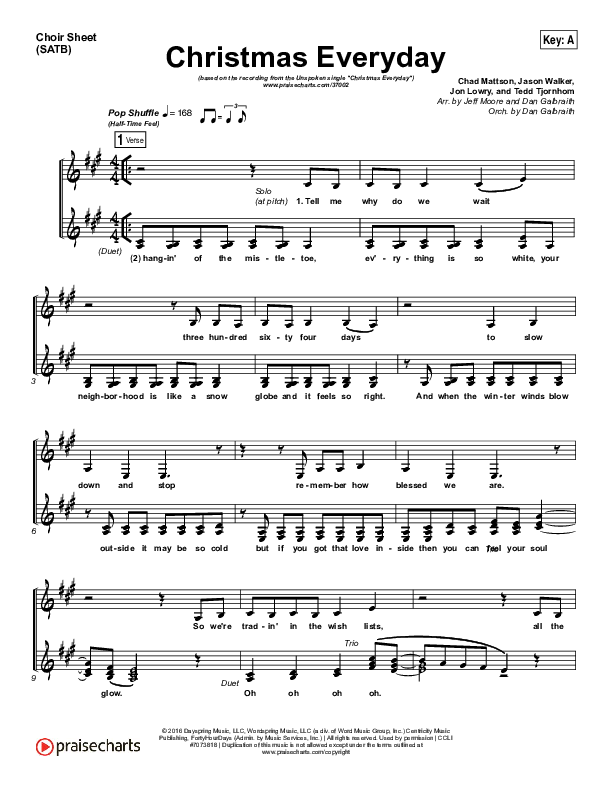 Christmas Everyday Choir Sheet (SATB) (Unspoken)