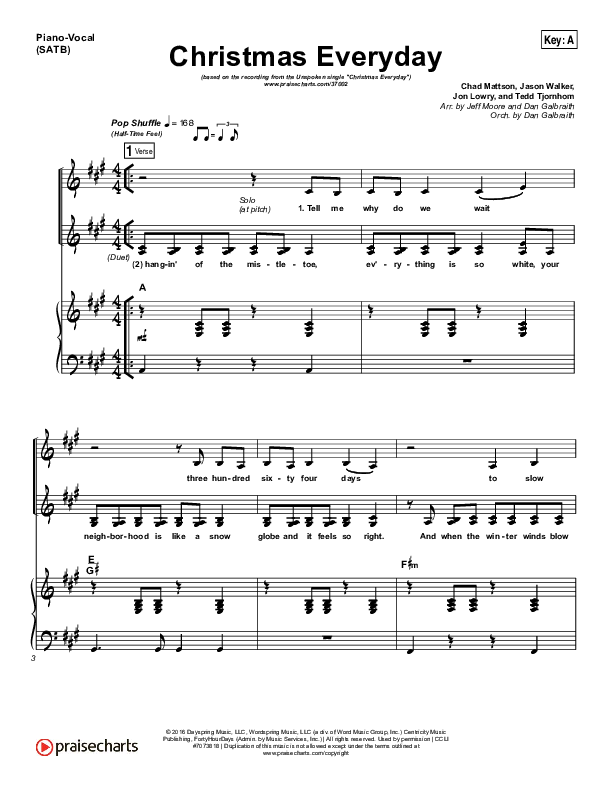 Christmas Everyday Piano/Vocal (SATB) (Unspoken)