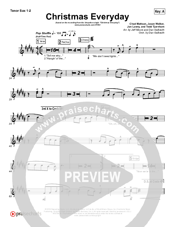 Christmas Everyday Tenor Sax 1/2 (Unspoken)