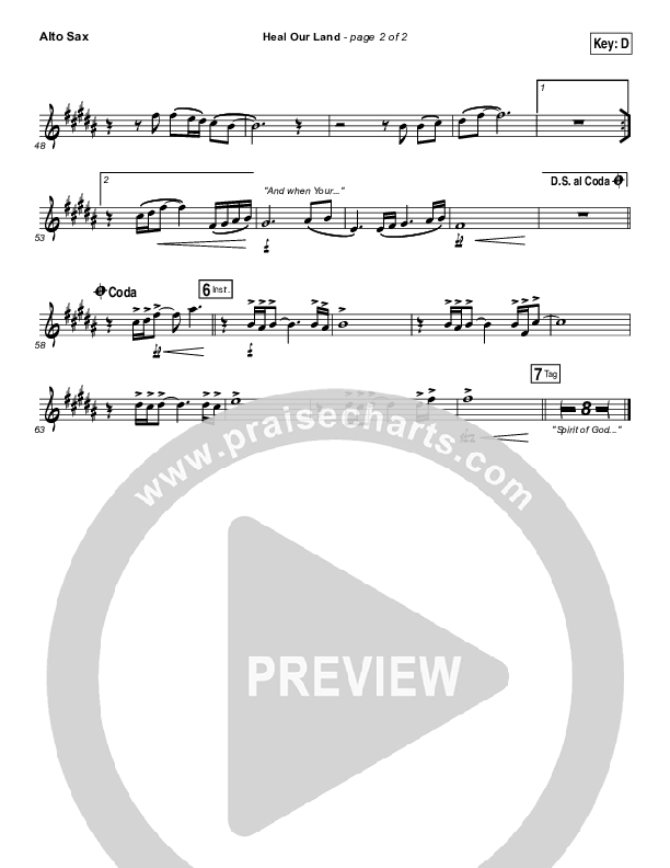 Heal Our Land Alto Sax (Kari Jobe)