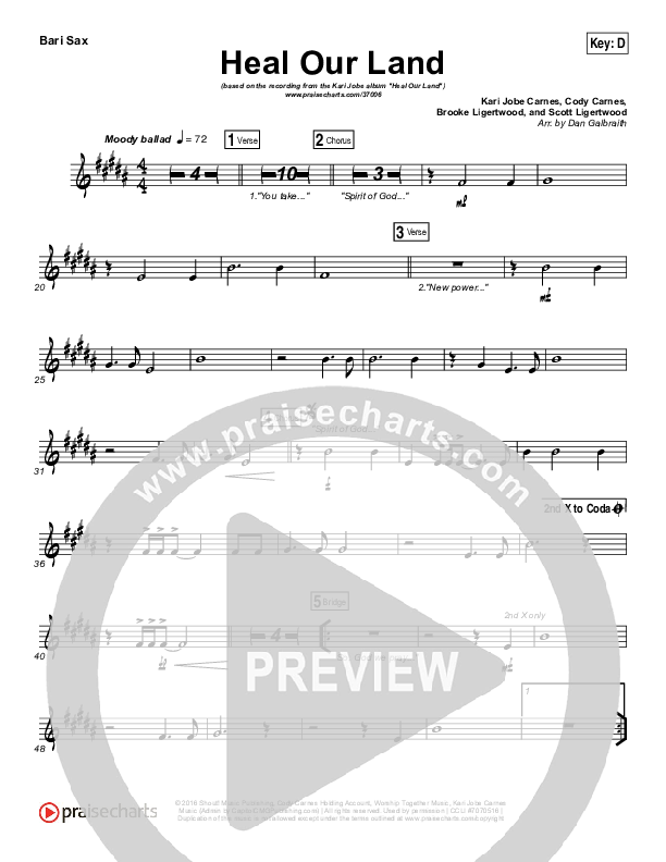 Heal Our Land Bari Sax (Kari Jobe)