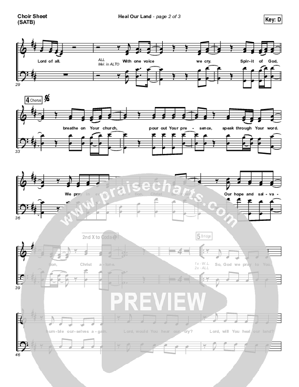 Heal Our Land Choir Sheet (SATB) (Kari Jobe)