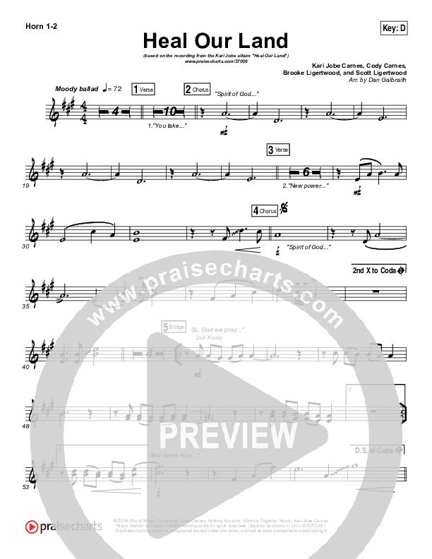 Heal Our Land Brass Pack (Kari Jobe)
