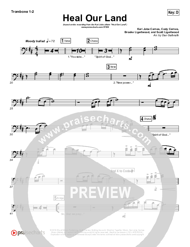 Heal Our Land Trombone 1/2 (Kari Jobe)