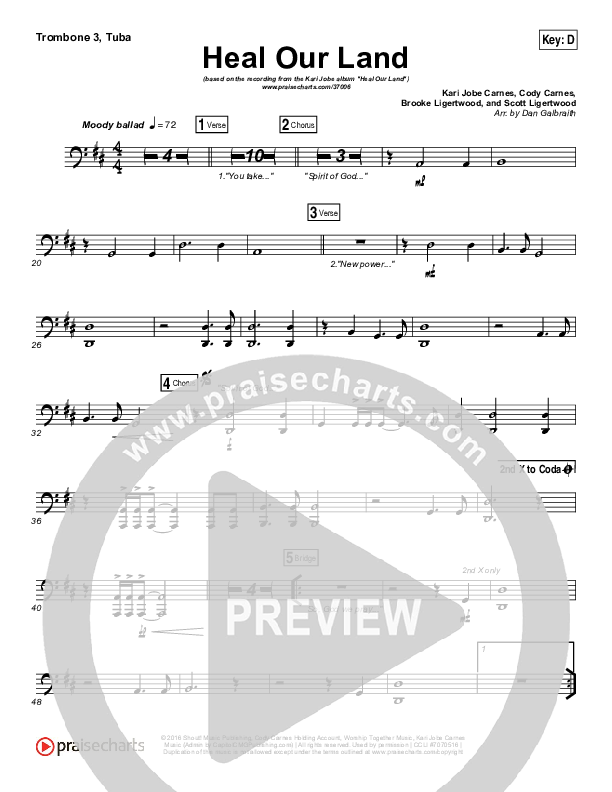 Heal Our Land Trombone 3/Tuba (Kari Jobe)