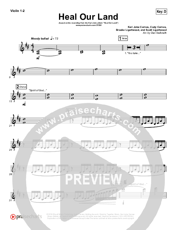 Heal Our Land Violin 1/2 (Kari Jobe)