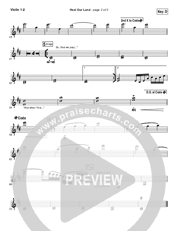 Heal Our Land Violin 1/2 (Kari Jobe)