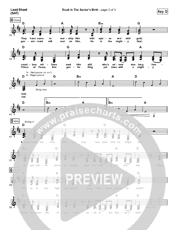 Exult In The Savior’s Birth Lead Sheet (SAT) (Matt Boswell)