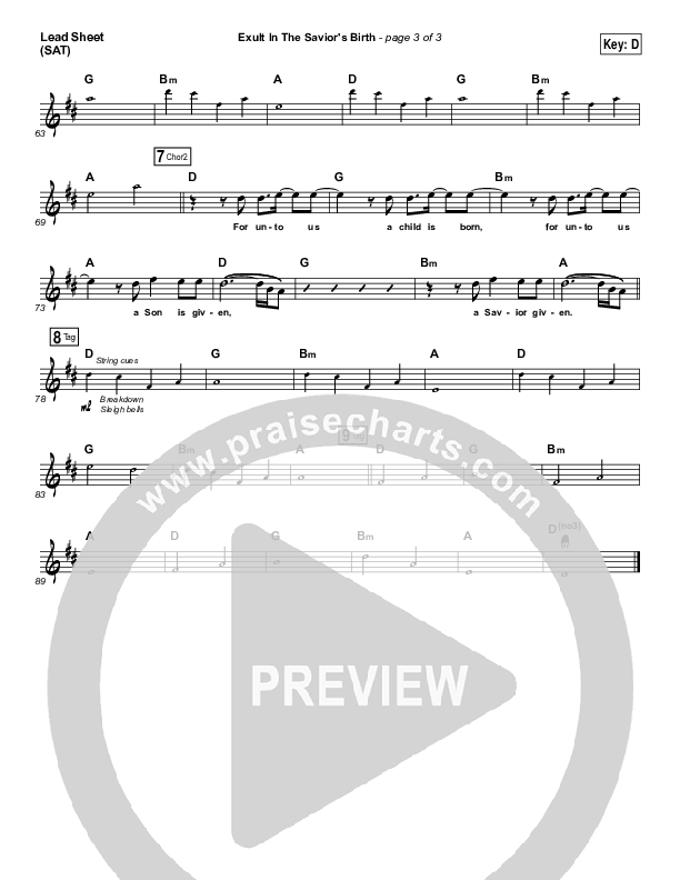 Exult In The Savior’s Birth Lead Sheet (SAT) (Matt Boswell)