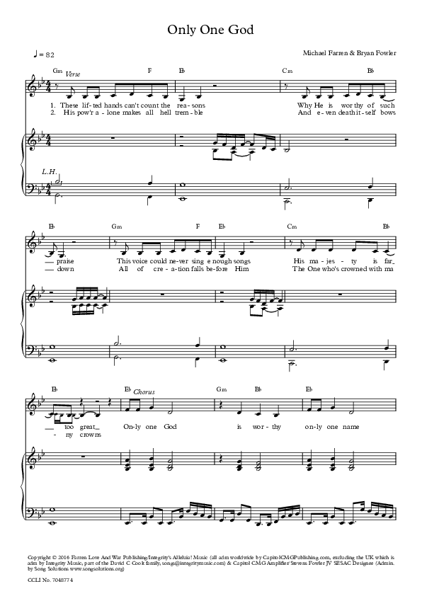 Only One God Lead & Piano (Chris Quilala)