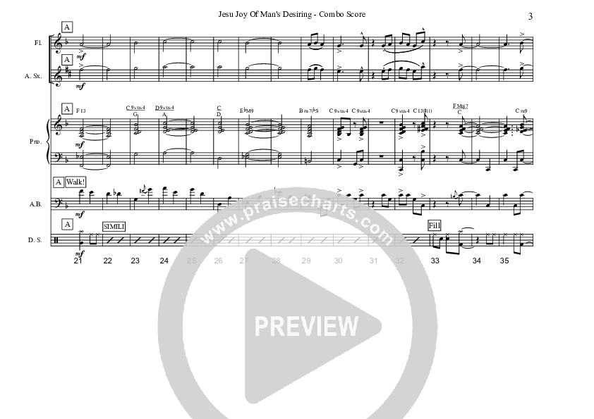 Jesu Joy Of Man's Desiring (Instrumental) Conductor's Score (David Arivett)