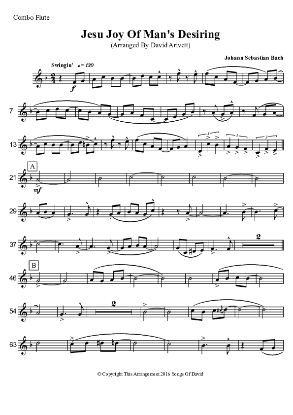 Jesu Joy Of Man's Desiring (Instrumental) Flute (David Arivett)