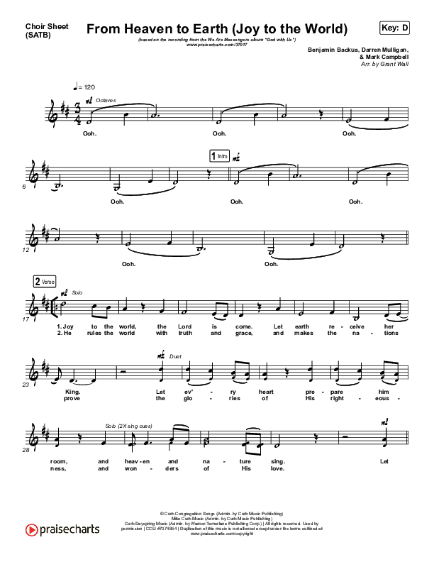 From Heaven To Earth Choir Vocals (SATB) (We Are Messengers)
