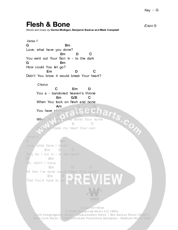 Flesh And Bone Chords PDF (We Are Messengers) PraiseCharts