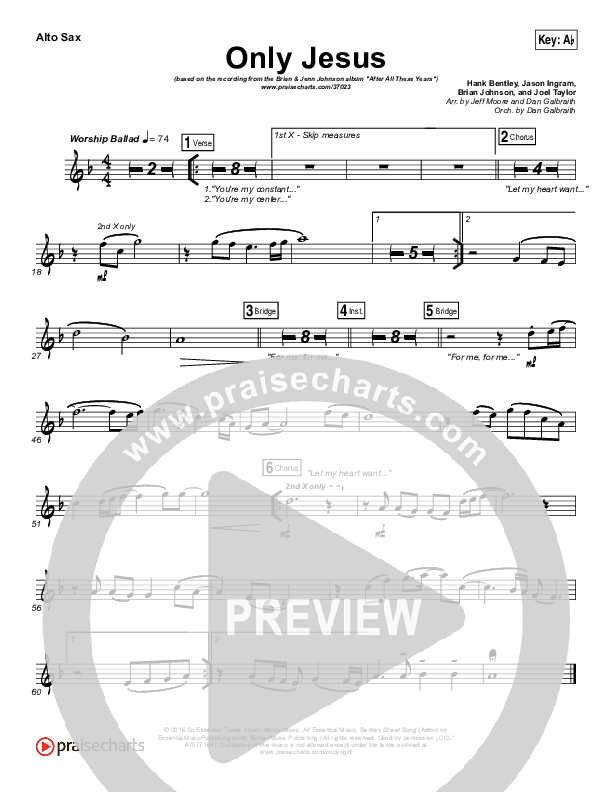 Only Jesus Alto Sax (Brian Johnson / Jenn Johnson)
