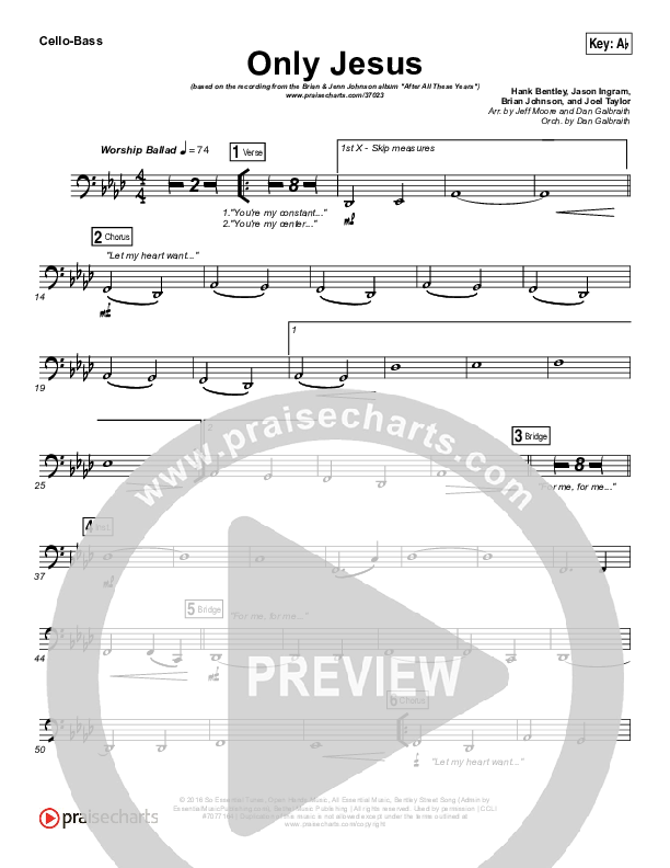 Only Jesus Cello/Bass (Brian Johnson / Jenn Johnson)