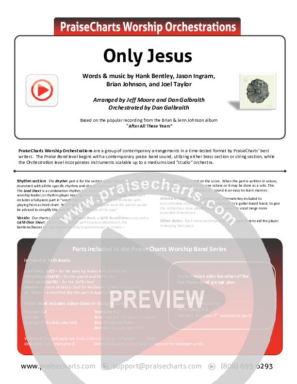Only Jesus Cover Sheet (Brian Johnson / Jenn Johnson)