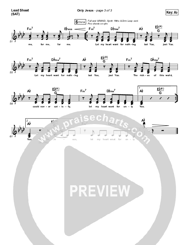 Only Jesus Lead Sheet (SAT) (Brian Johnson / Jenn Johnson)