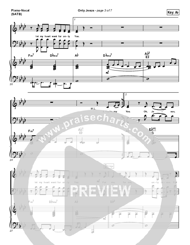 Only Jesus Piano/Vocal (SATB) (Brian Johnson / Jenn Johnson)