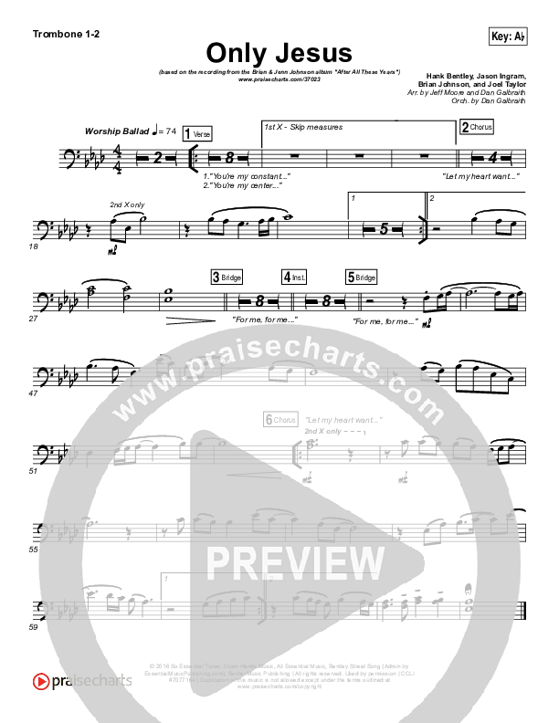 Only Jesus Trombone 1/2 (Brian Johnson / Jenn Johnson)