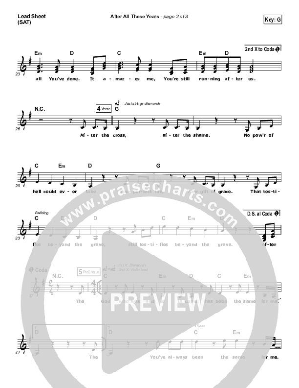 After All These Years Lead Sheet (SAT) (Brian Johnson / Jenn Johnson)