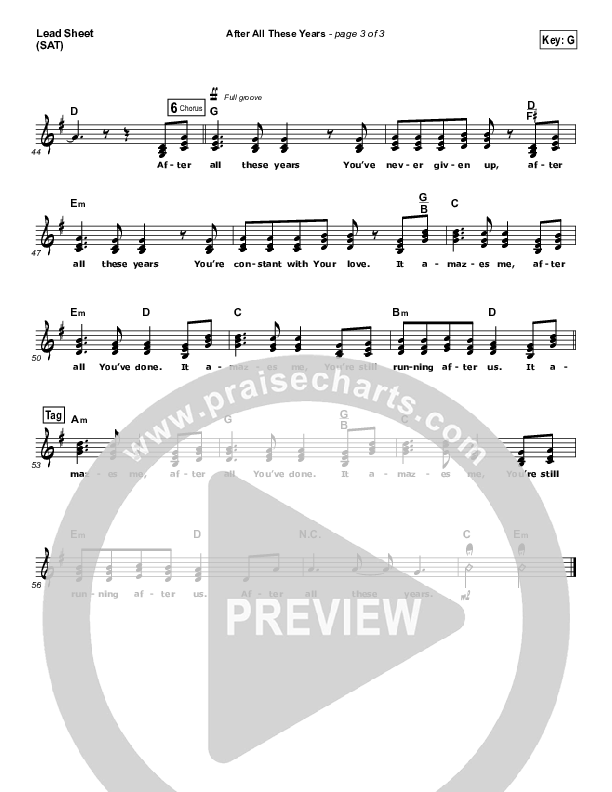 After All These Years Lead Sheet (SAT) (Brian Johnson / Jenn Johnson)