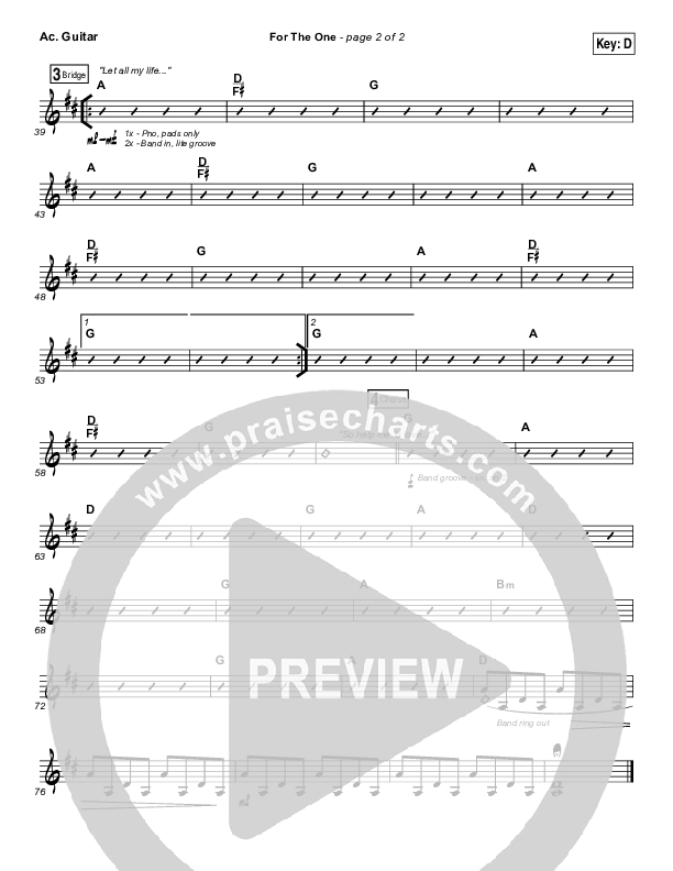 For The One Acoustic Guitar (Brian Johnson / Jenn Johnson)