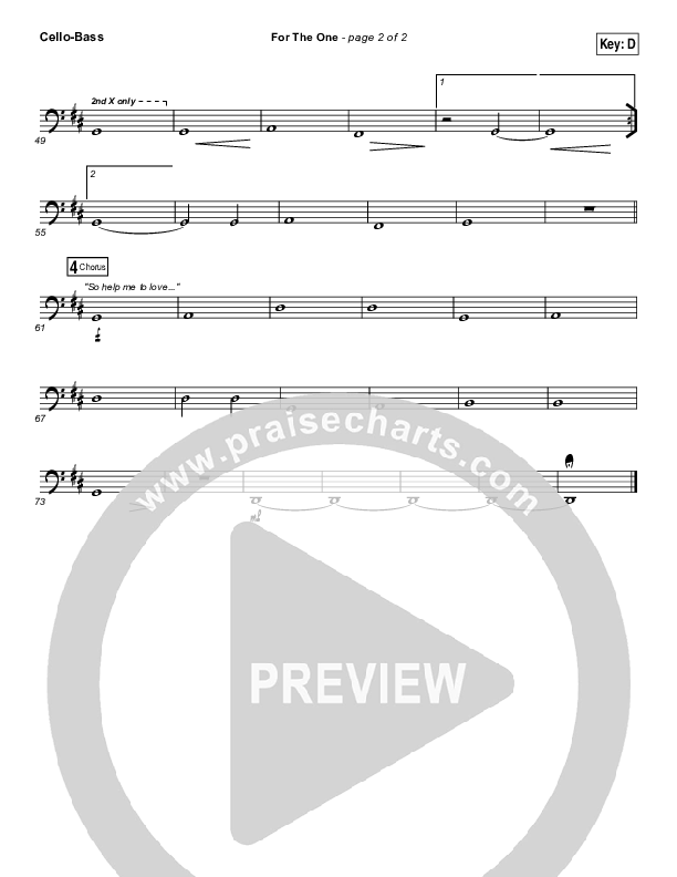 For The One Cello/Bass (Brian Johnson / Jenn Johnson)