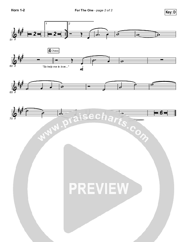 For The One French Horn 1/2 (Brian Johnson / Jenn Johnson)