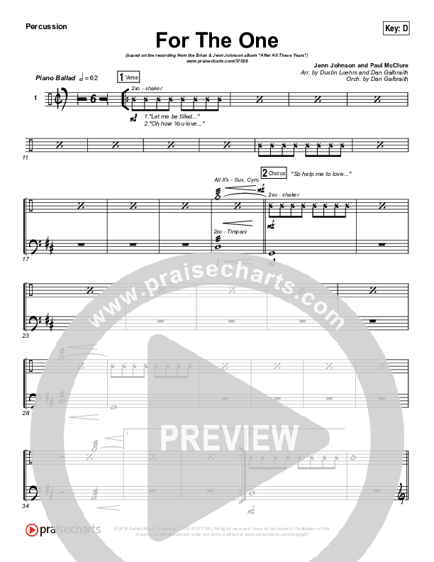 For The One Percussion (Brian Johnson / Jenn Johnson)